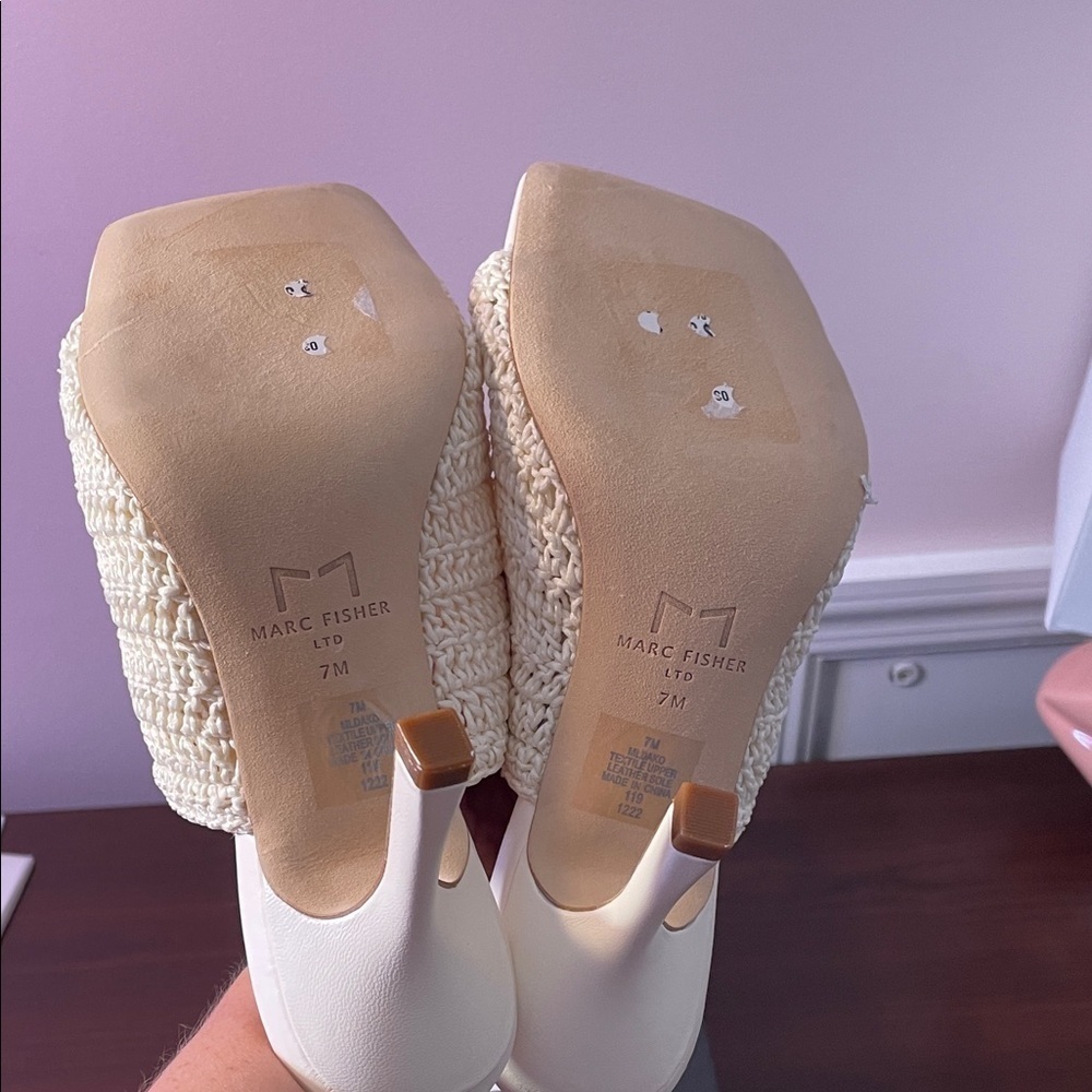 Marc Fisher Cream Woven Heels - Picture 6 of 6